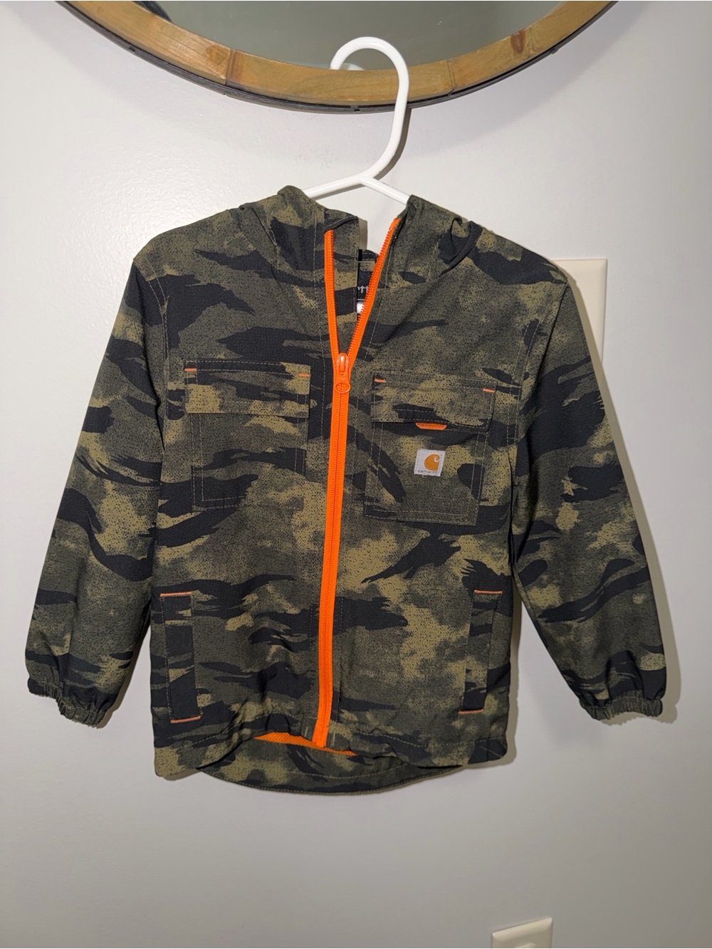 Carhartt Kids Camo Hooded Zip Jacket with Bright Orange Trim